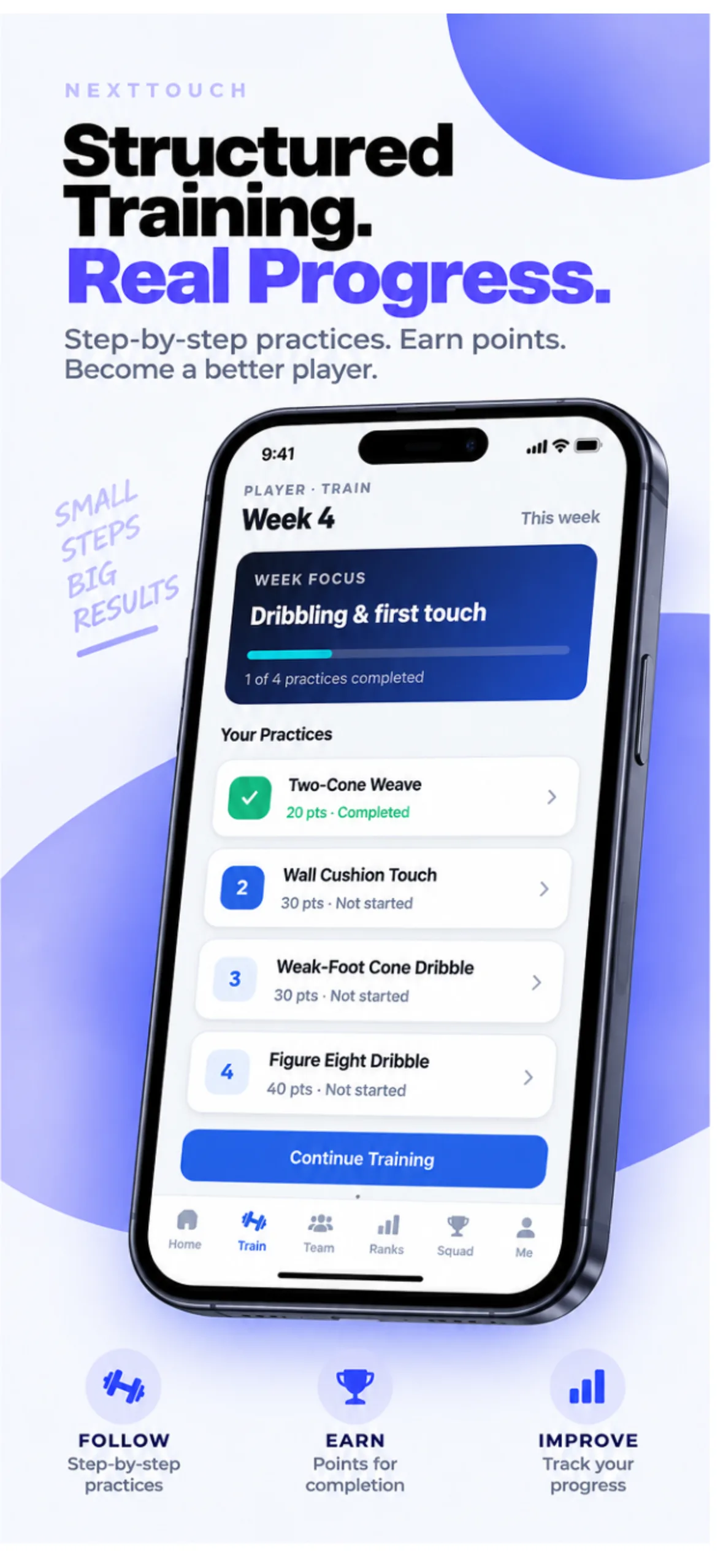 NextTouch App Store image: structured training weeks