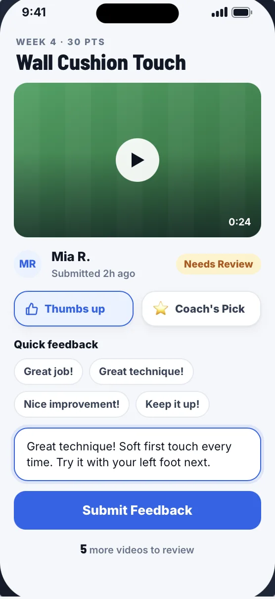 Coach video review in NextTouch