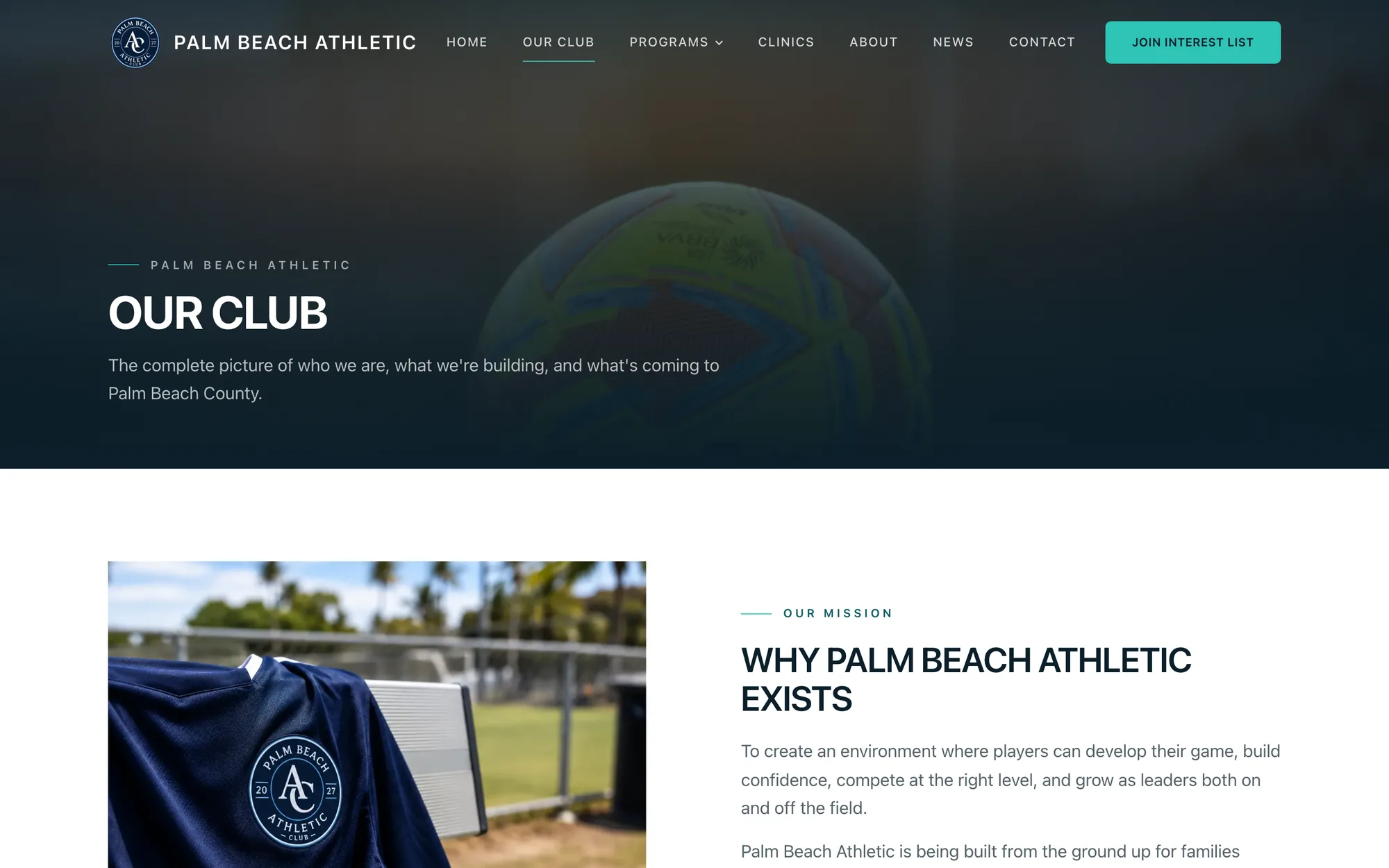 Palm Beach Athletic Our Club page